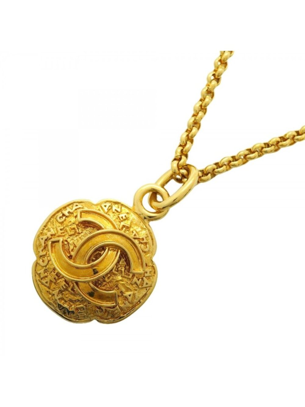 Chanel Necklace Vintage CC Logo Gold Plated